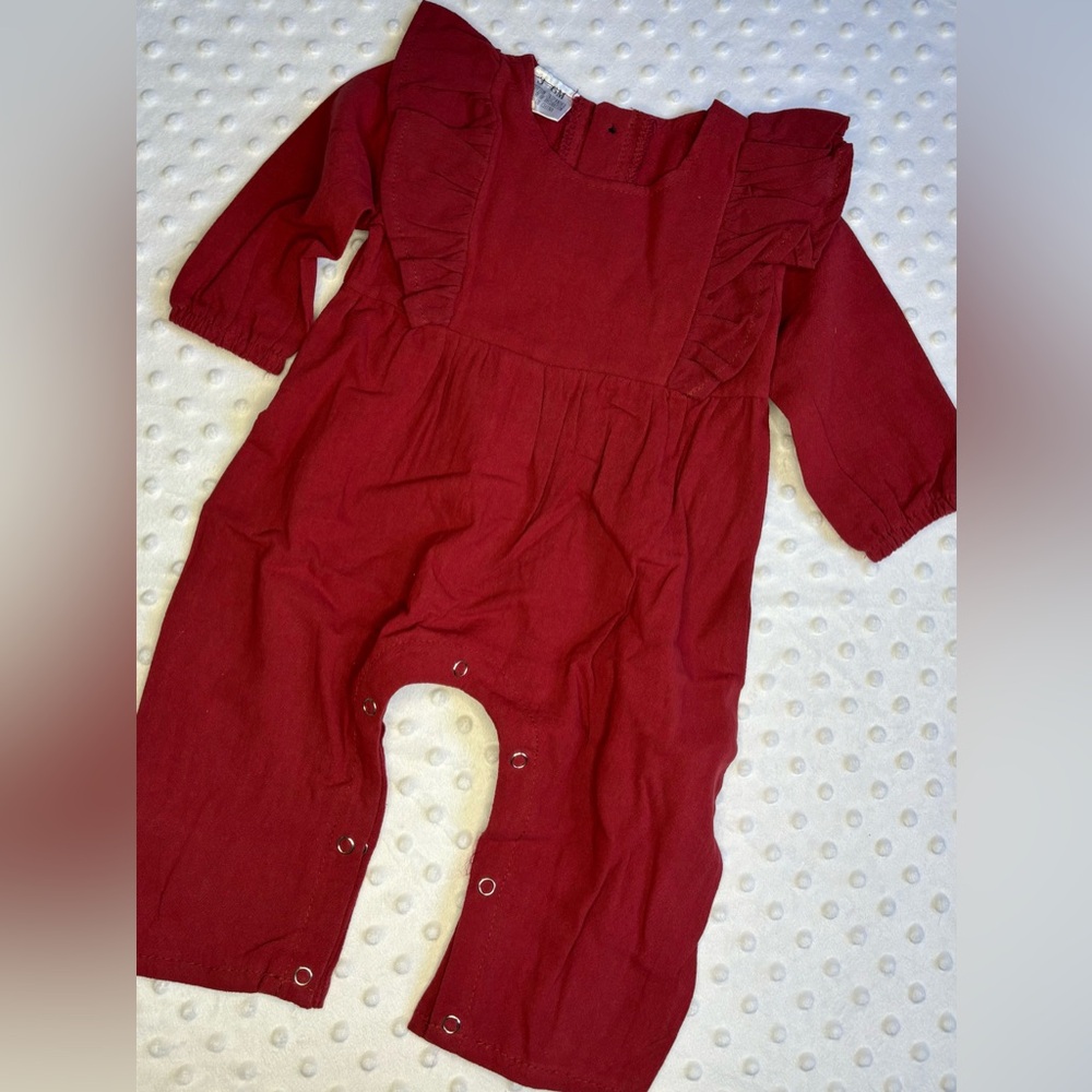 Girls Maroon Baby Jumpsuit